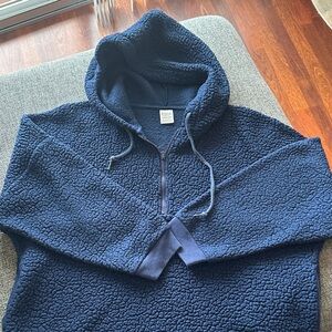 PINK Victoria's Secret Navy Blue Zip-Up Sherpa Sweater XL
